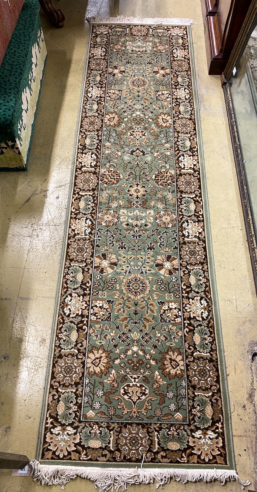 A North West Persian style green ground runner, 270 x 70cm